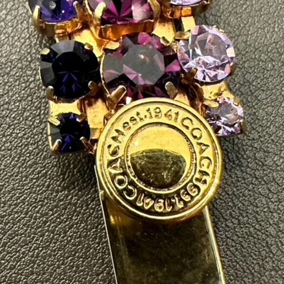 Coach 3 Row Purple Rhinestone Crystal Fancy Statement Bling Bracelet 7" - Picture 10 of 12